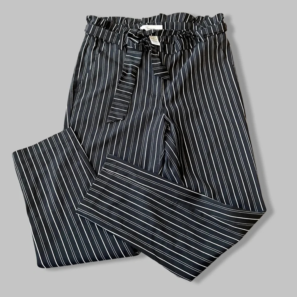 89th Madison Pinstriped  Stretch Paperbag Waist Pants